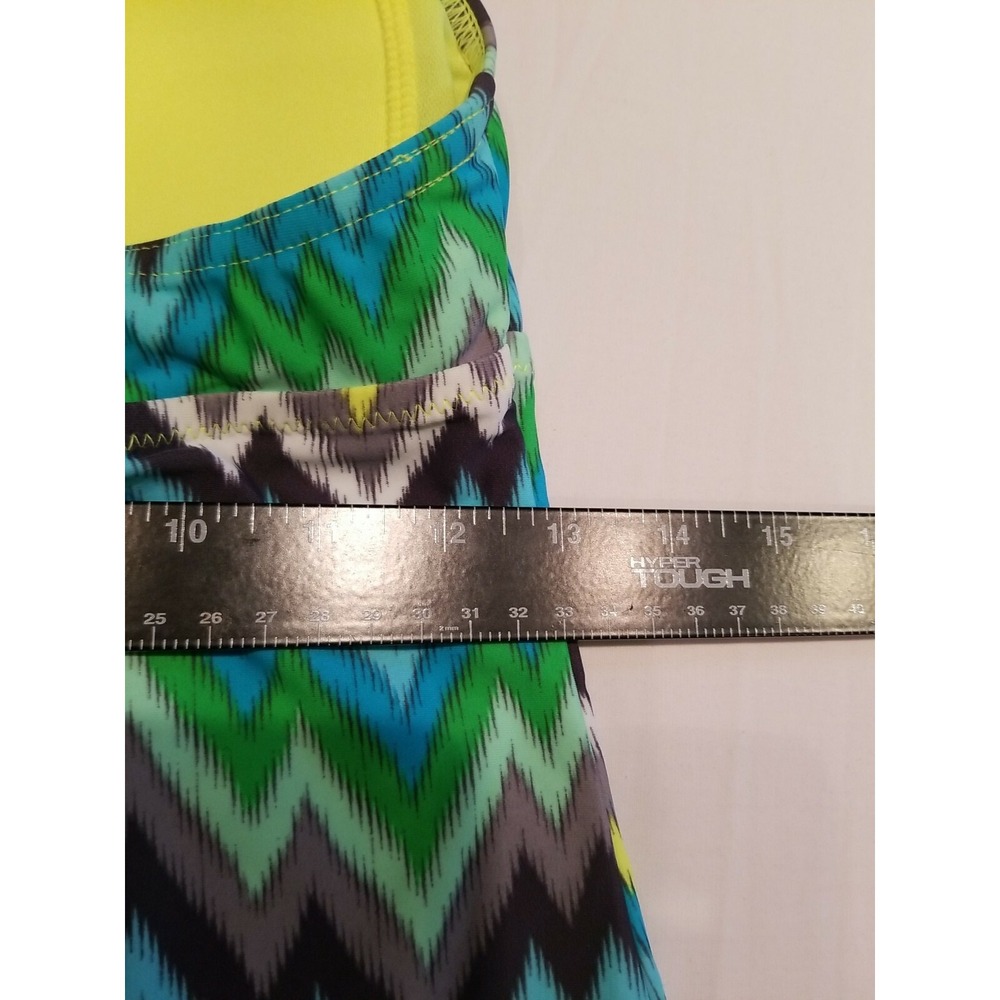 Zero Xposur Women's 2pc Gray Yellow Green Teal Swimsuit Beachy Coastal Modest - Picture 6 of 9
